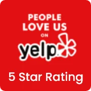 people love us on yelp five star rating badge